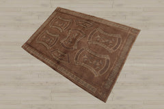 4x6 Taupe, Brown, Beige Color Hand Knotted Tibetan 100% Wool Transitional Oriental Rug