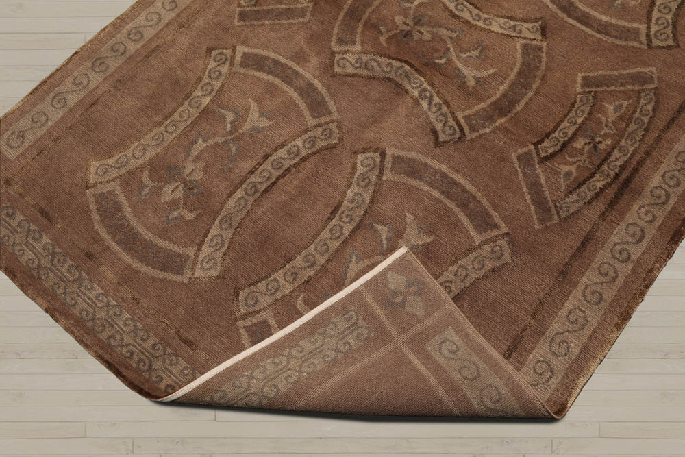 4x6 Taupe, Brown, Beige Color Hand Knotted Tibetan 100% Wool Transitional Oriental Rug