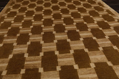 4x6 Brown, Olive, Color Hand Knotted 100% Wool Modern Oriental Rug