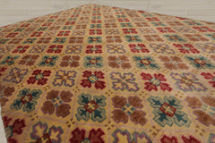 4x6 Beige, Light Gold, Celadon Color Hand Knotted Tibetan 100% Wool Transitional Oriental Rug