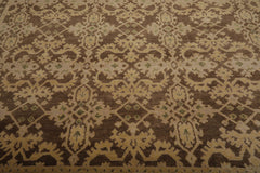 9x12 Brown, Tan, Light Gold Color Hand Knotted Turkish Oushak 100% Wool Traditional Oriental Rug