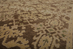 9x12 Brown, Tan, Light Gold Color Hand Knotted Turkish Oushak 100% Wool Traditional Oriental Rug