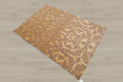 4x6 Beige, Light Gold, Color Hand Knotted Tibetan 100% Wool Transitional Oriental Rug
