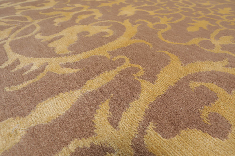 4x6 Beige, Light Gold, Color Hand Knotted Tibetan 100% Wool Transitional Oriental Rug
