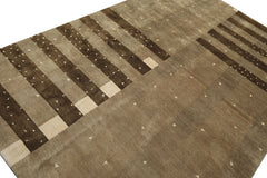 Multi Size Moss Gray Brown Color Hand Knotted Tibetan Wool & Silk Modern & Contemporary Oriental Rug