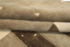 Multi Size Moss Gray Brown Color Hand Knotted Tibetan Wool & Silk Modern & Contemporary Oriental Rug