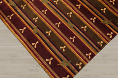 6x9 Green, Rust, Gold Color Hand Knotted Tibetan 100% Wool Transitional Oriental Rug