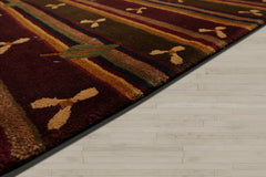 6x9 Green, Rust, Gold Color Hand Knotted Tibetan 100% Wool Transitional Oriental Rug