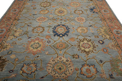 Knotted Rug Blue Orange Hand Knotted Multi Size Wool Turkish Oushak Traditional Rugs