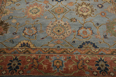 Knotted Rug Blue Orange Hand Knotted Multi Size Wool Turkish Oushak Traditional Rugs
