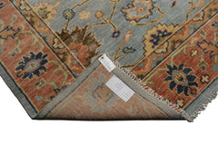 Knotted Rug Blue Orange Hand Knotted Multi Size Wool Turkish Oushak Traditional Rugs