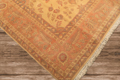 9x12 Beige, Blush, Gray Color Hand Knotted Oushak Wool Traditional Oriental Rug