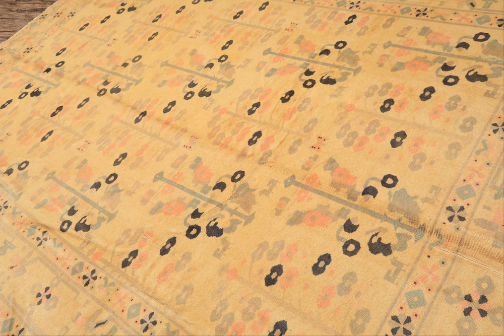 8x11 Ivory, Gray, Blush Color Hand Knotted Turkish Oushak Wool Transitional Oriental Rug