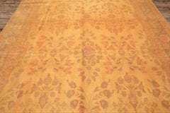 9x12 Beige, Celadon, Light Peach Color Hand Knotted Oushak Wool Traditional Oriental Rug