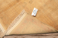 9x12 Tan, Beige, Gray Color Hand Knotted Oushak New Zealand Wool Transitional Oriental Rug