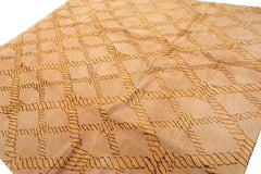 8x10 Tan, Gold, Chocolate Color Hand Knotted Tibetan Wool Transitional Oriental Rug