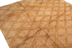 8x10 Tan, Gold, Chocolate Color Hand Knotted Tibetan Wool Transitional Oriental Rug