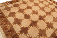 8x10 Beige, Brown, Olive Color Hand Knotted Tibetan Wool Oriental Rug