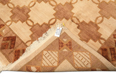 8x10 Beige, Brown, Olive Color Hand Knotted Tibetan Wool Oriental Rug