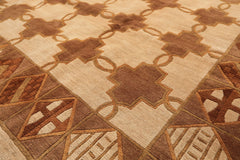 8x10 Beige, Brown, Olive Color Hand Knotted Tibetan Wool Oriental Rug
