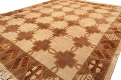 8x10 Beige, Brown, Olive Color Hand Knotted Tibetan Wool Oriental Rug