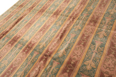 8x10 Blush, Aqua, Gold Color Hand Knotted Tibetan Wool Transitional Oriental Rug