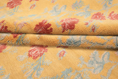 8x10 Gold, Blue, Rust Color Hand Knotted Tibetan Wool Transitional Oriental Rug