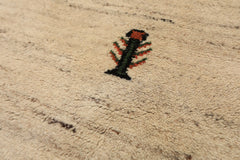 Round Beige, Black, Orange Color Hand Knotted Gabbeh Wool Modern & Contemporary Oriental Rug