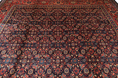 10x14 Navy, Coral, Blue Color Hand Knotted Bidjar Wool Traditional Oriental Rug
