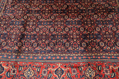 10x14 Navy, Coral, Blue Color Hand Knotted Bidjar Wool Traditional Oriental Rug