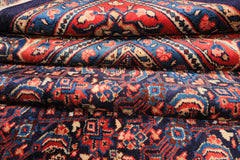 10x14 Navy, Coral, Blue Color Hand Knotted Bidjar Wool Traditional Oriental Rug