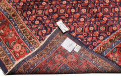 7x11 Royal Blue, Coral, Blush Color Hand Knotted Mahal Sarouk Wool Traditional Oriental Rug