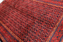 7x10 Navy, Coral, Aqua Color Hand Knotted Mahal Sarouk Wool Traditional Oriental Rug