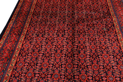 7x10 Navy, Coral, Aqua Color Hand Knotted Mahal Sarouk Wool Traditional Oriental Rug