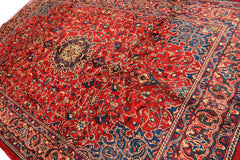 7x11 Red, Aqua, Aubergine Color Hand Knotted Sarouk Wool Traditional Oriental Rug