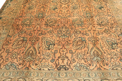 10x14 Peach, Beige, Celadon Color Hand Knotted Tabriz Wool Traditional Oriental Rug