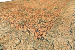 10x14 Peach, Beige, Celadon Color Hand Knotted Tabriz Wool Traditional Oriental Rug