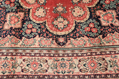 10x14 Coral, Ivory, Blush Color Hand Knotted Sarouk Wool Traditional Oriental Rug