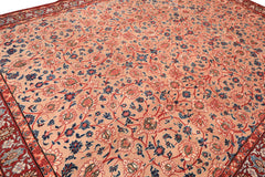 9x12 Peach, Blush, Red Color Hand Knotted Birjand Wool Traditional Oriental Rug