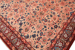 9x12 Peach, Blush, Red Color Hand Knotted Birjand Wool Traditional Oriental Rug