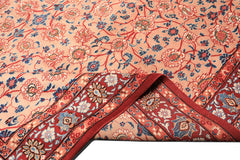 9x12 Peach, Blush, Red Color Hand Knotted Birjand Wool Traditional Oriental Rug