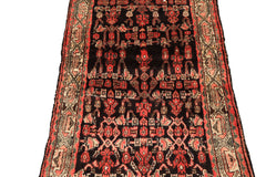3x12 Charcoal, Ivory, Coral Color Hand Knotted Birjand Wool Traditional Oriental Rug