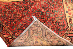 Runner Rust, Coral, Ivory Color Hand Knotted Hamadan Wool Traditional Oriental Rug