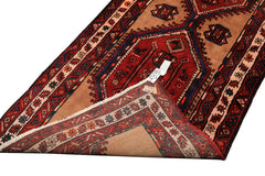 Runner Burgundy, Camel, Ivory Color Hand Knotted Kurdish Bidjar Wool Traditional Oriental Rug