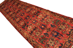 Runner Rust, Tan, Turquoise Color Hand Knotted Bakhtiari Wool Traditional Oriental Rug