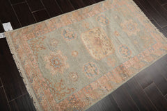 3x5 Sea Foam, Blush, Beige Color Hand Knotted Afghan Oushak 100% Wool Traditional Oriental Rug