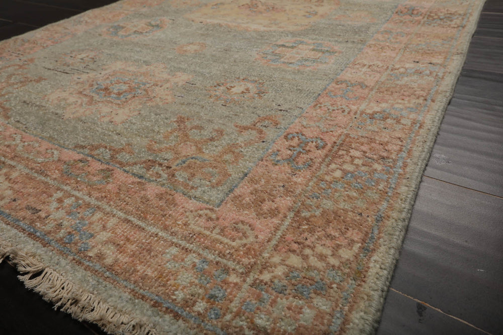 3x5 Sea Foam, Blush, Beige Color Hand Knotted Afghan Oushak 100% Wool Traditional Oriental Rug