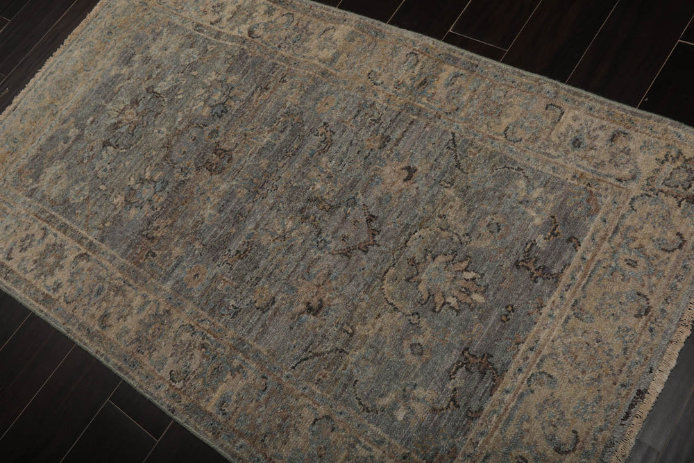 3x5 Gray, Beige, Taupe Color Hand Knotted Oushak 100% Wool Traditional Oriental Rug