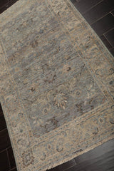 3x5 Gray, Beige, Taupe Color Hand Knotted Oushak 100% Wool Traditional Oriental Rug