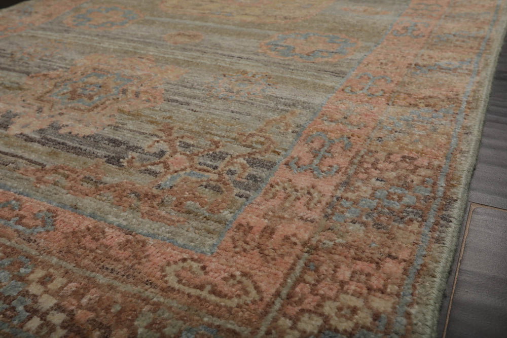 3x5 Sea Foam, Blush, Blue Color Hand Knotted Oushak 100% Wool Traditional Oriental Rug